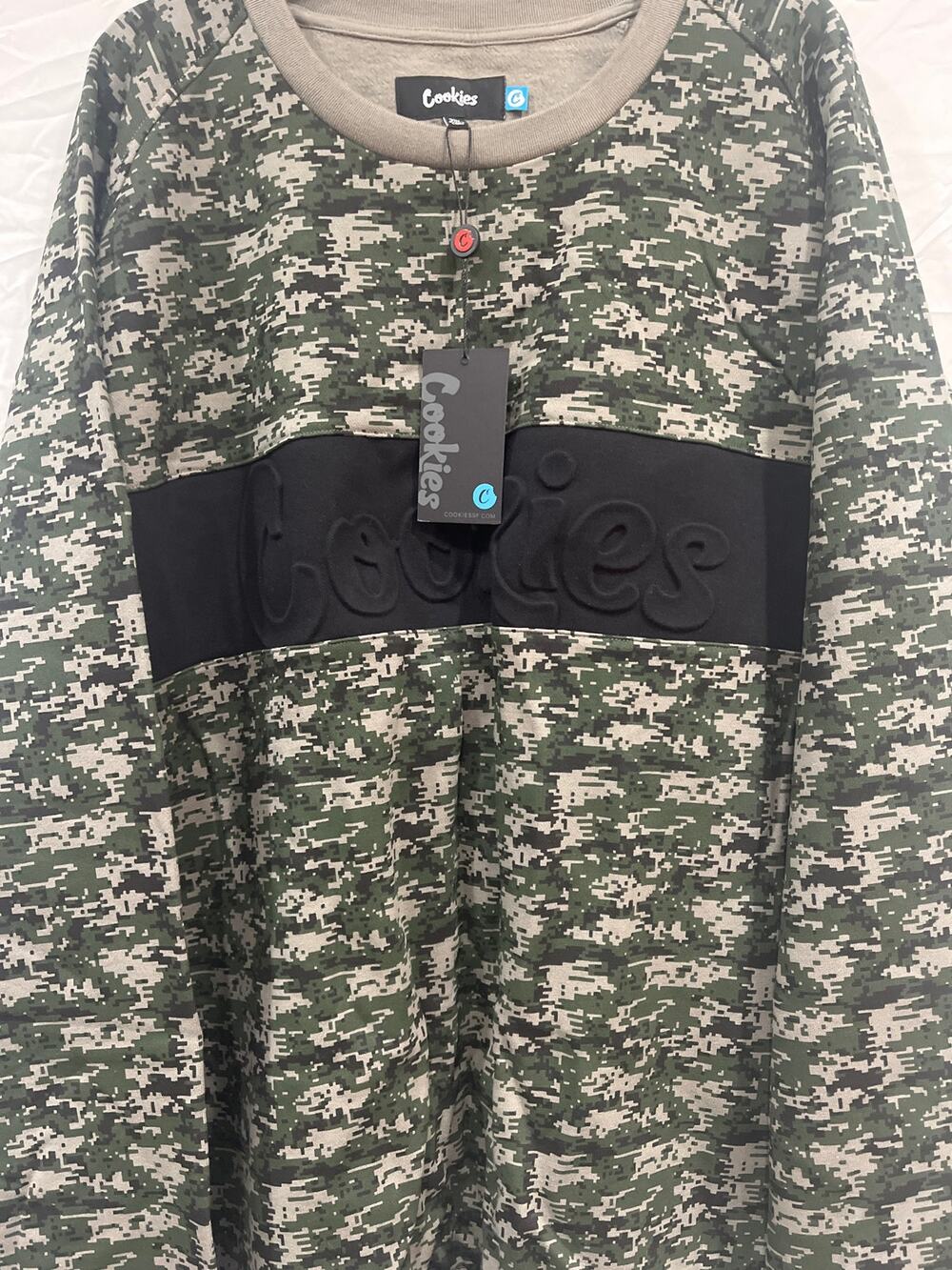 Cookies Mens 3XL Heavyweight Sweatshirt Digi Camouflage Print Raised Logo